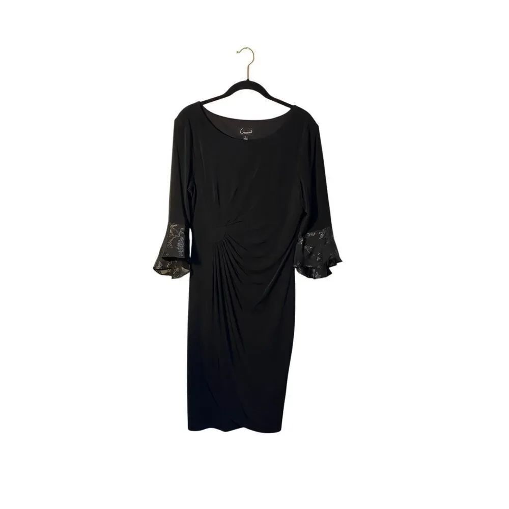 Connected apparel women’s black, 3/4 sleeve side, gather dress 8